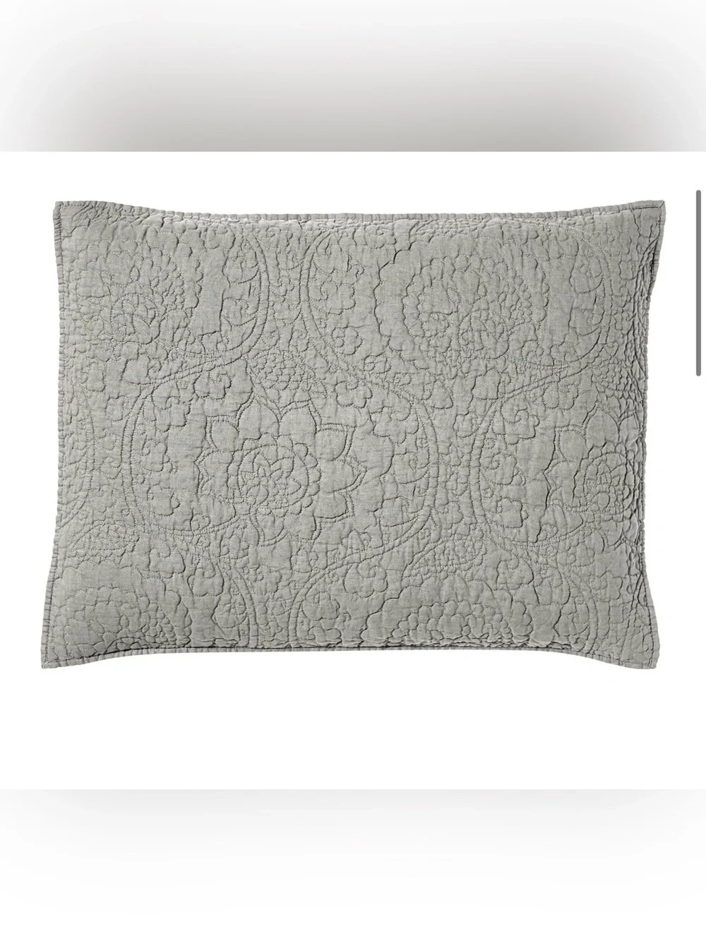 Set of 2 Pottery Barn Belgian Linen Floral Stitch KING Shams Flagstone